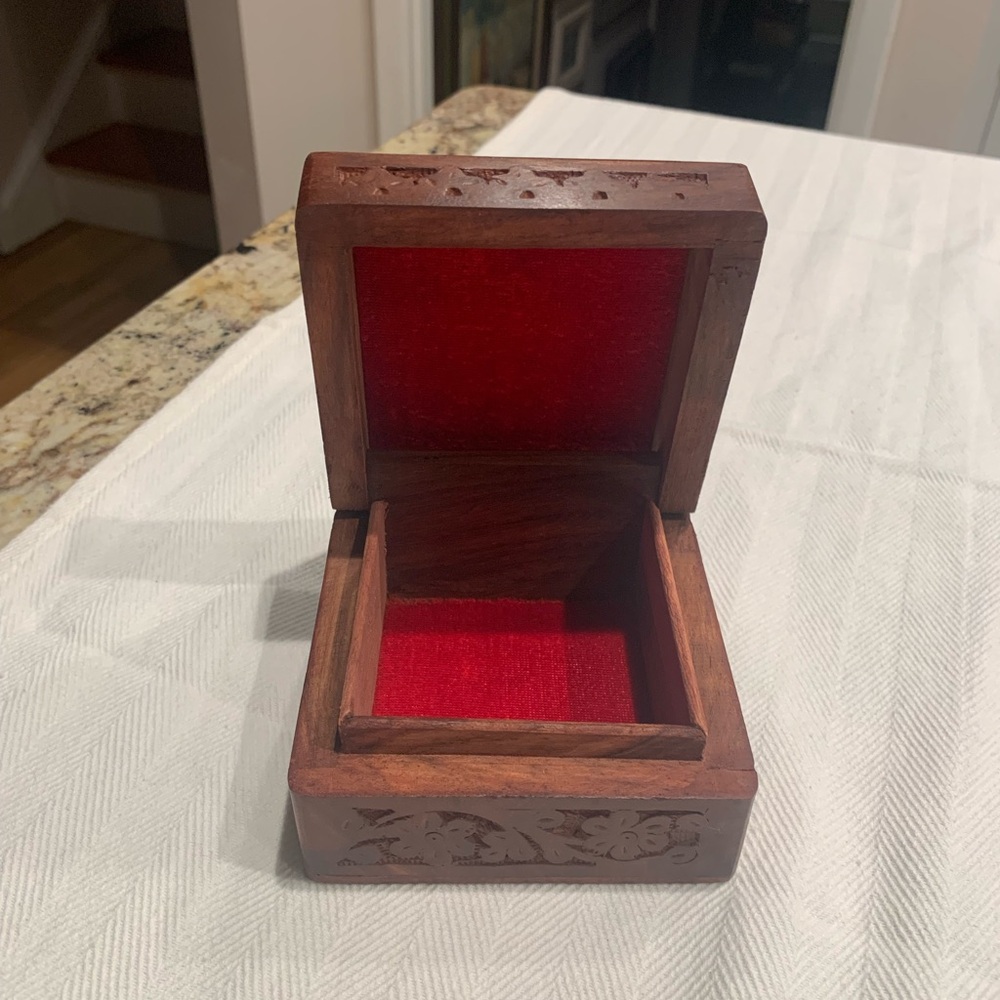 Carved Wooden Jewelry Box - Picture 3 of 6